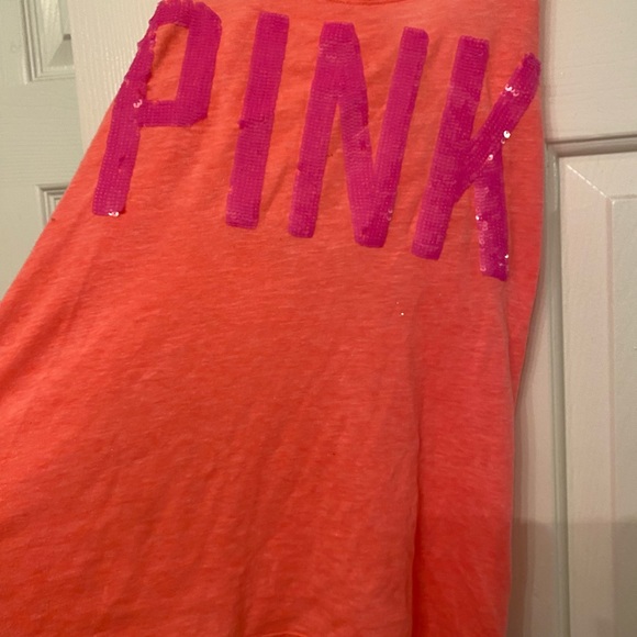 VS PINK Bright Orange Sparkle Top - Picture 3 of 4